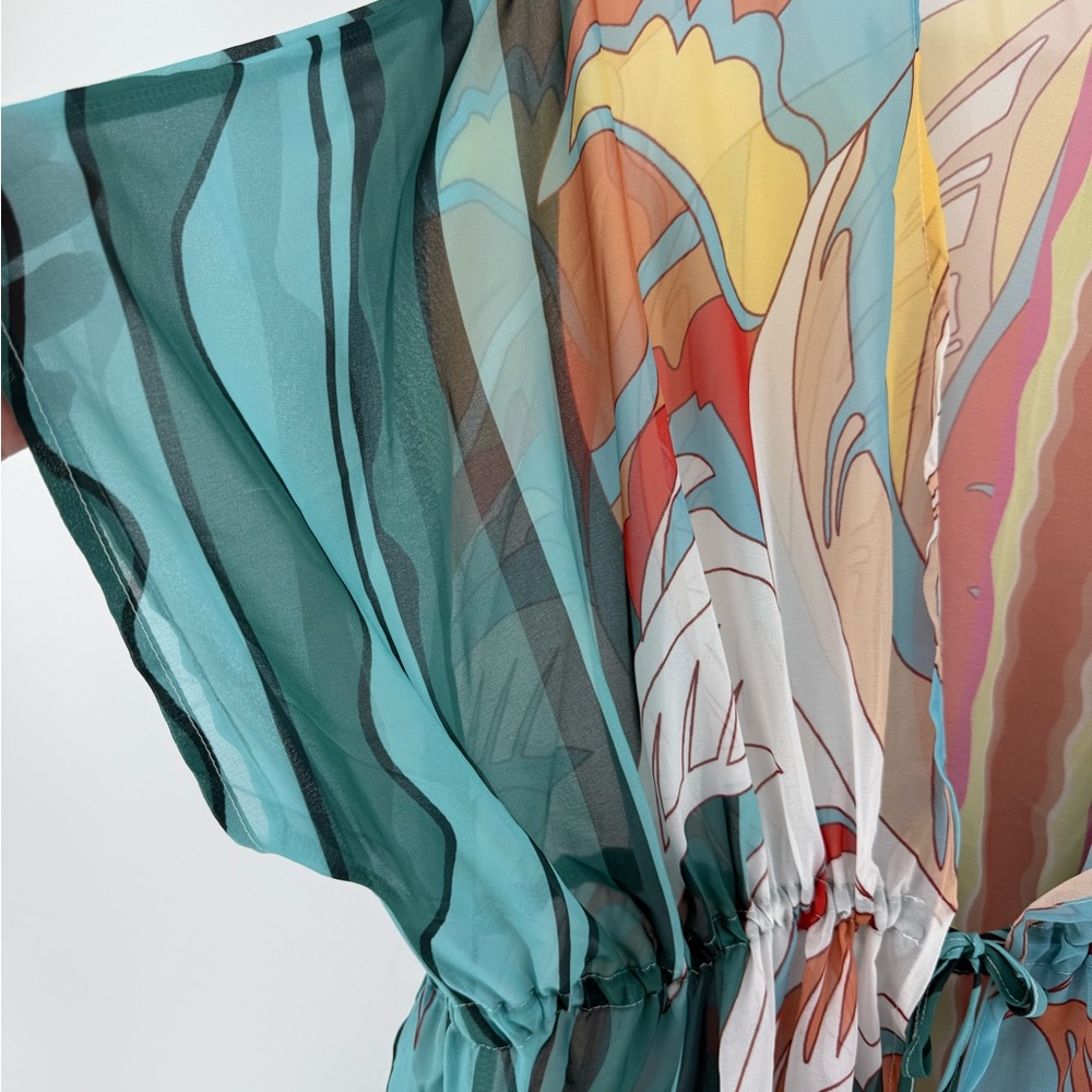 Colorful Open Beach Cover Up Maxi Duster Kimono XL - Picture 5 of 6